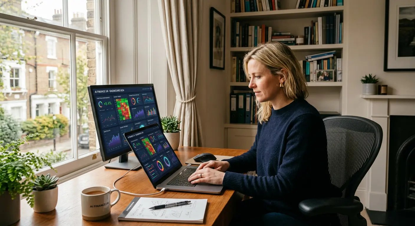 Une personne utilisant des outils d'IA chez elle en France